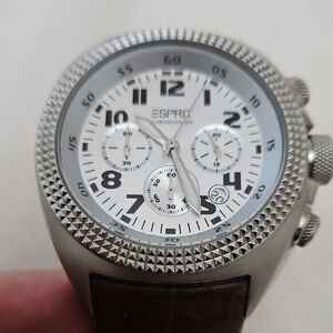 Esprit Silver and White Chronograph Watch